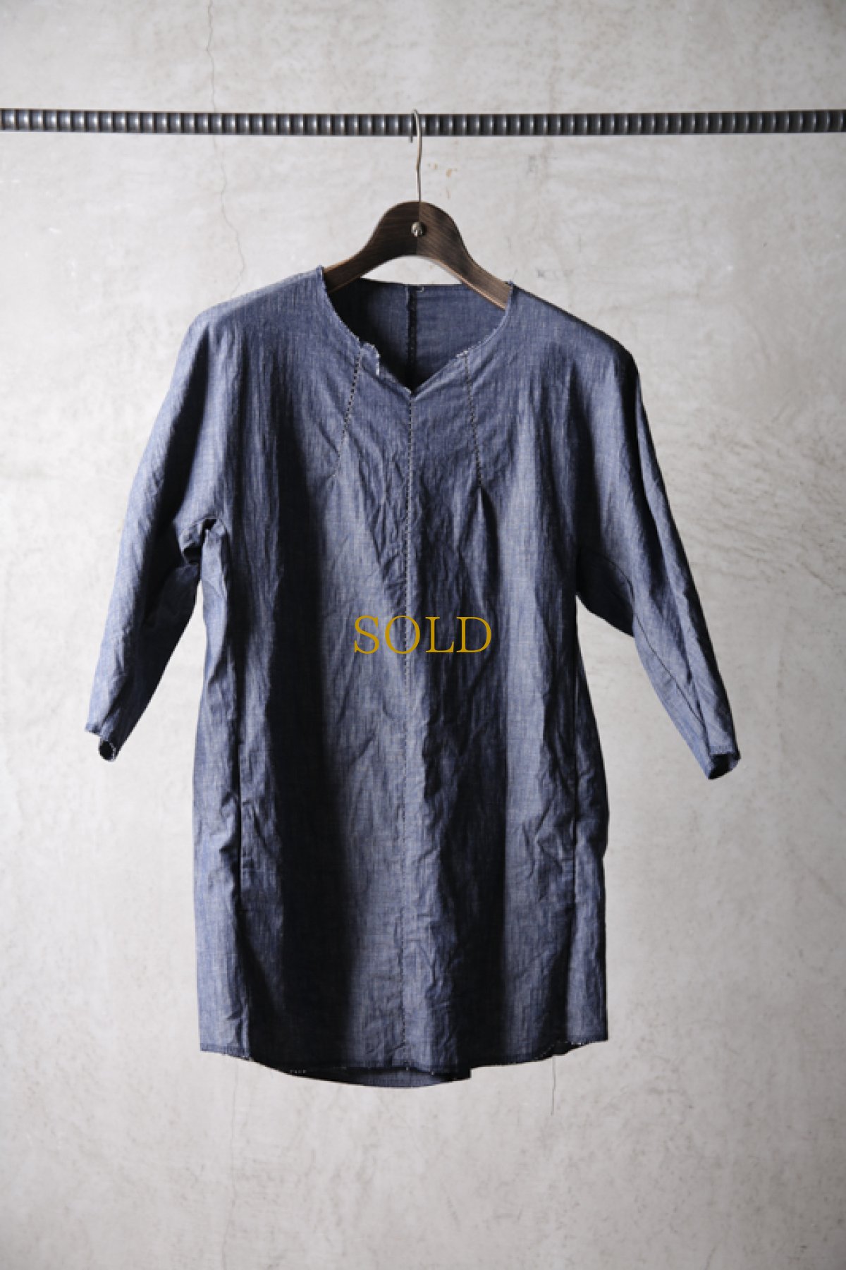 画像1: Wir Lineal / リネアル / FL722-W114 / Inorganic DRESS FABRIC TQ SLEEVE Dress chambray st cotton cloth / Buchen (1)